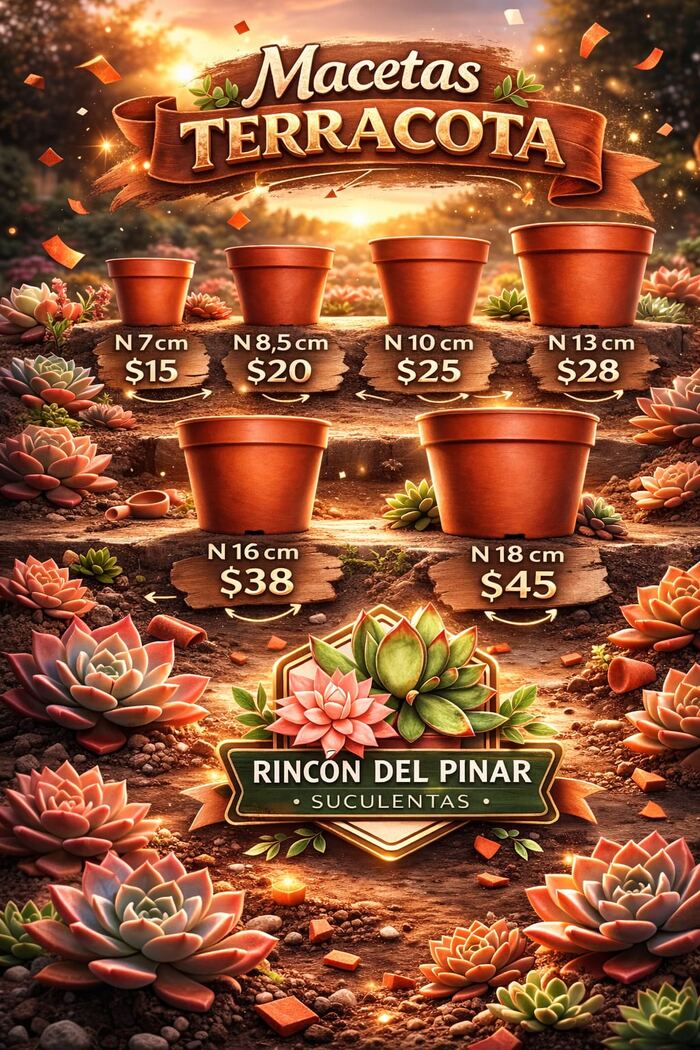 Macetas de terracota en seis tamaños